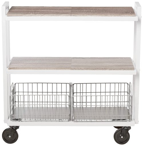 Atlantic Modular Mobile Storage Cart System, with Interchangeable Shelves & Baskets, Powder-Coated All-Steel Frame, 3-Tier, Caster Wheels for Mobility, PN 23350328, in White