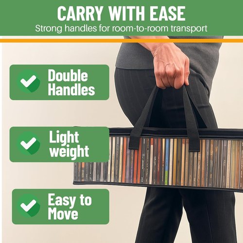 Evelots CD Storage Bags - Clear PVC Media Carrying Case with Zipper | Holds 100 CDs - Durable & Moisture-Proof