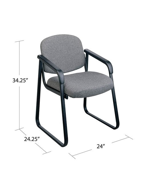 Office Star Visitor's Deluxe Sled Base Chair with Designer Plastic Shell, Thick Padded Seat and Back, with Arms, Icon Black