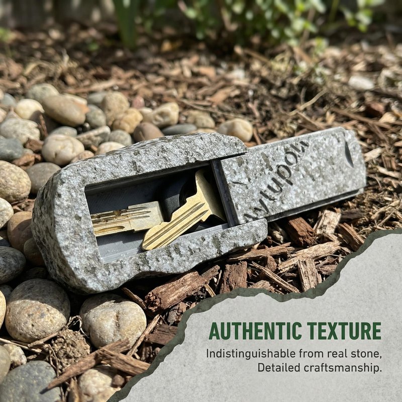 Spare Key Hider Rock - Hide a Key Outside in a Real-Looking Stone, Key Hiders Outside for Outdoor Garden or Yard (Gray)
