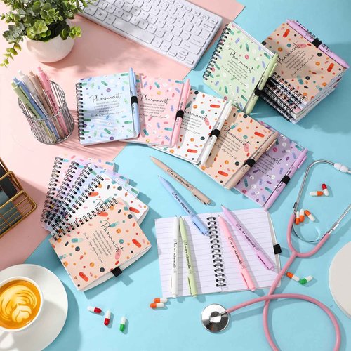 Sayglossy 48 Pcs Pharmacy Appreciation Gifts Christmas Pharmacy Technician Gifts Sets Pharmacist Spiral Notebooks with Appreciation Pens for Medical Assistants Students