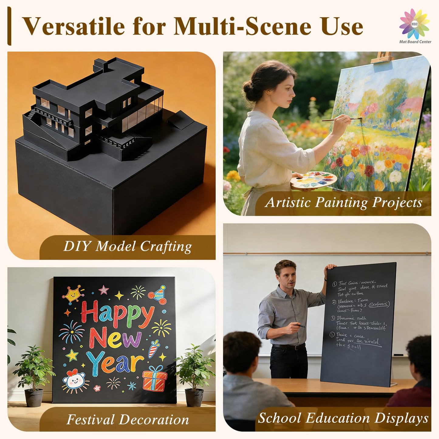 Mat Board Center, 12 Pack 12x16 Black Foam Boards, Acid Free Foam Core Board, 1/8 inch Thick