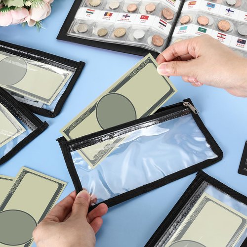 Honoson 30 Pack Clear Cash Money Pouch 3.9 x 7.8 Inch Bank Deposit Bag Clear Zipper Cash Envelopes Check Wallet, Multipurpose Utility Storage Bag