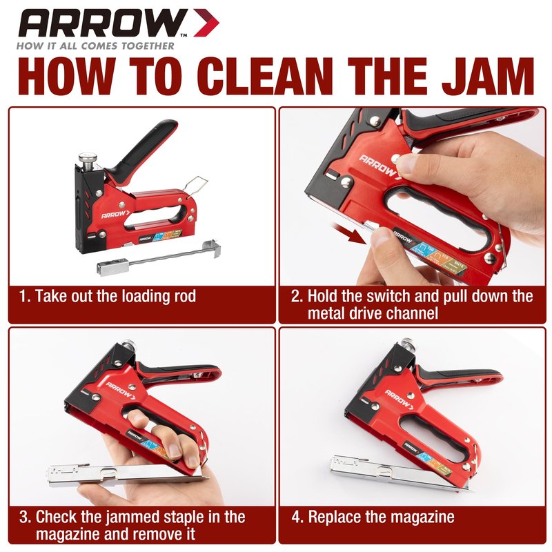Arrow Heavy Duty Staple Gun, 3-in-1 Upholstery Staple Gun with 3000 Staples, Manual Brad Nailer with Remover, Power Adjustment Stapler Gun for Wood, Wire, Decoration, Fixing Material, Crafts, DIY