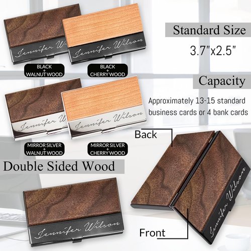 ubjva Personalized Business Card Holder Custom Card Wallet with Engraved Name Business Card Organizer for Men and Women