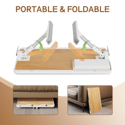 Monomi Laptop Desk for Bed, Height & Angle Adjustable Laptop Stand for Bed,X-Large Folding Portable Lap Desks Trays with Storage Drawers, Lap Table for Eating, Working, Writing and Drawing