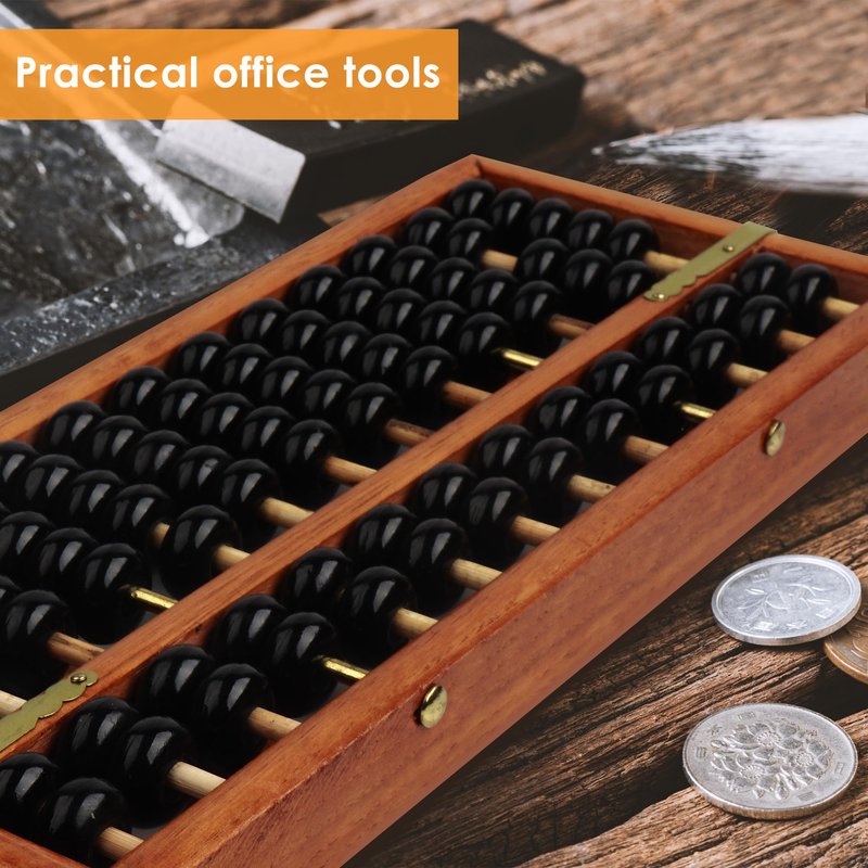 Happy Will Vintage Chinese Wooden Abacus Soroban Arithmetic Calculating Tool