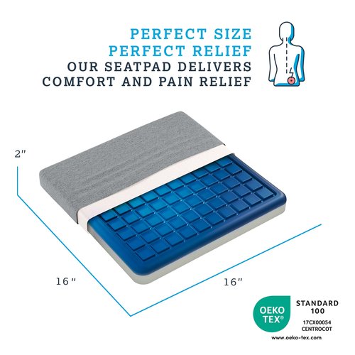 Technogel Cooling Seat Cushion – Gel Cushion for Office Chair, Car Seat, Airplane – Sciatica, Hip & Coccyx Pain Relief for Long Sitting – Ideal for Office Workers, Car Drivers, Gamers & Wheelchairs