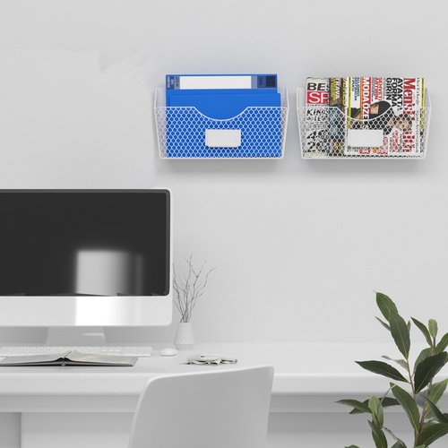 2 Pocket Magnetic File Holder - Multi-Surface Organizer, White