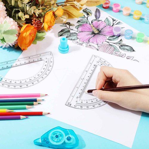 Zonon 200 Pieces Plastic Protractors Bulk Classroom Clear Math Protractors 180 Degrees 6 Inch for Geometry Student, Angle Measurement, Students Back to School Supplies Office Supplies