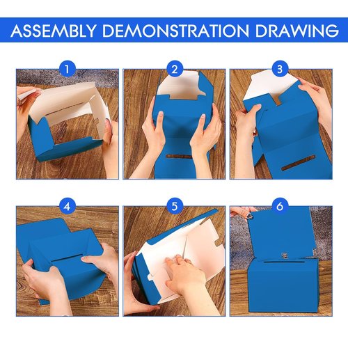 24 Pcs Raffle Boxes Cardboard Box with Slot for Ticket and Removable Header, 6.5 x 4.5 x 4.5 Inch Ballot Box Donation Box Charity Box for Collecting Business Card Voting Contest(Blue, 24 PCS)