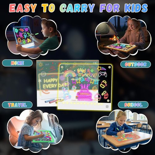 Lumi Board - Rechargeable LED Drawing Board for Kids | 7 Colors, Magnetic, Light-Up Acrylic Gift