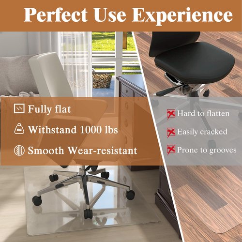 Natsukage Glass Chair Mat Tempered Glass Office Chair Mats Desk Chair Mat for Carpet or Hardwood Floor Computer Chair Mat Floor Protector(Transparent,36" x 36" 1/6" Thick)