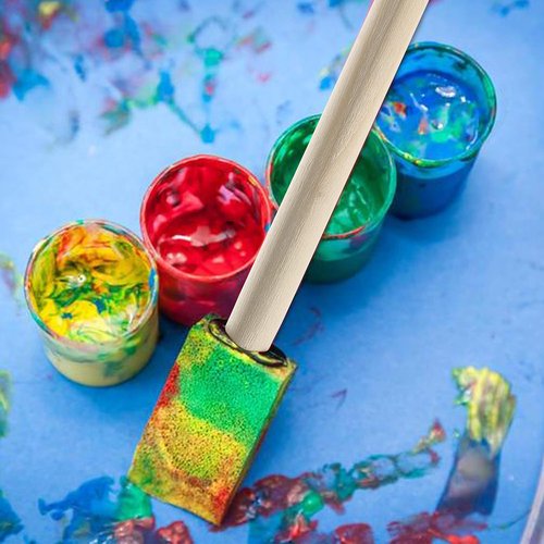 Bates Foam Paint Brushes - 1 Inch Blue Foam Brushes with Lightweight Wooden Handles | 100 Pack