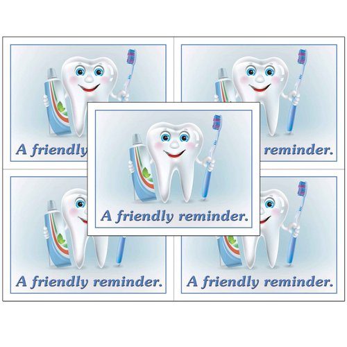 Dental Laser Appointment Reminder Postcards with Personalizable Backs. 4 Cards Micro Perforated for Tear-Off at 4.25" x 5.5" on an 8.5" x 11" Sheet of 8 Pt Card Stock. (500)