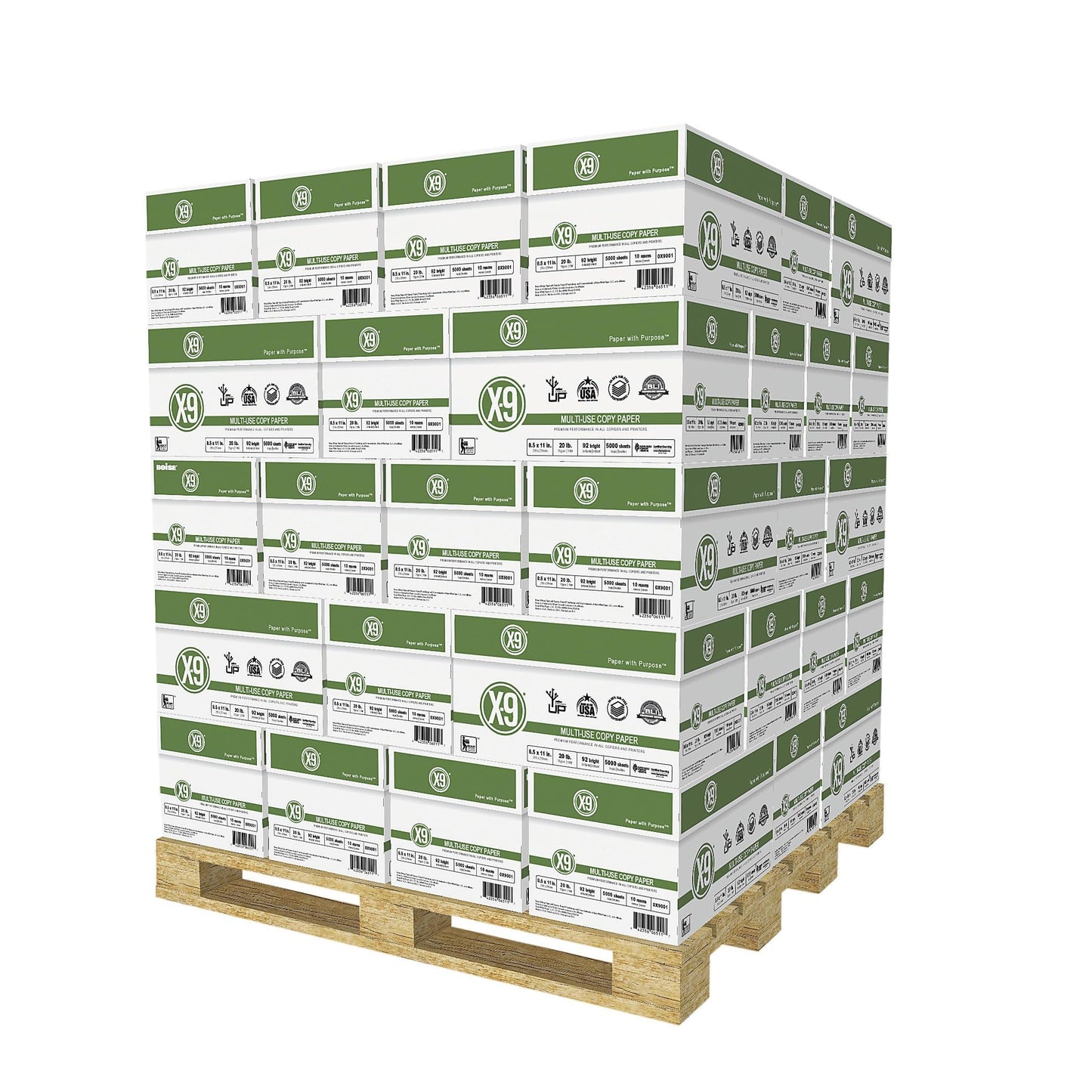 (8.5"" x 11"" Letter) - X-9 Multi-Use Print & Copy Paper, White, Brightness 92, Pallet of 40 Cases- 200,000 Pages Total