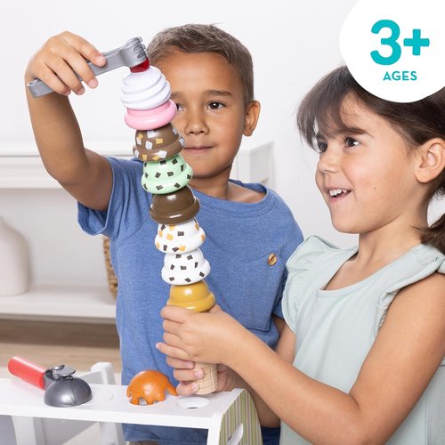 Melissa & Doug Wooden Ice Cream Counter Set - 28 Pretend Play Food Accessories for Kids 3+