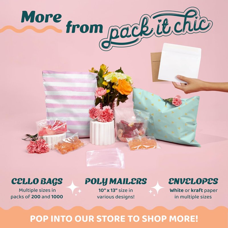 Pack It Chic - 9” X 12” Self Sealing Cellophane Bags (200 Pack) - Resealable Adhesive Clear Bags for Gifts, 9X12 Photos, Prints, Envelopes, Letter Sized Documents
