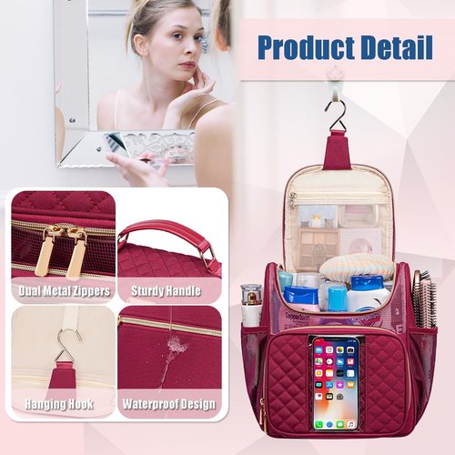 Otevan Large Toiletry Bag - Portable Shower Caddy for Travel | Quick Dry Hanging Bathroom Organizer