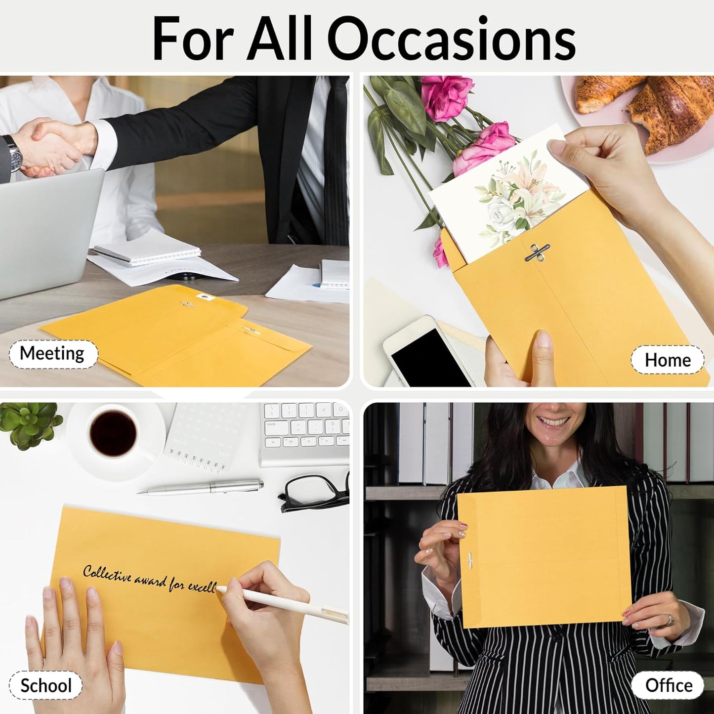 SUNEE Brown Kraft Envelopes - 10"x13" Clasp Closure, 28-lb Paper, 20 Count for Filing & Mailing Documents