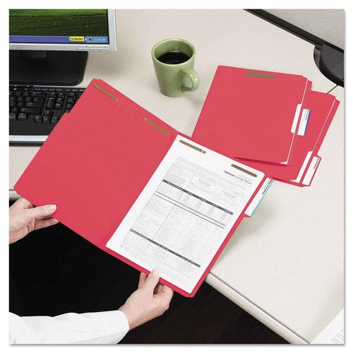 Smead Fastener File Folders, 50 Count, Red, Reinforced 1/3-Cut Tabs, 2 Fasteners, Letter Size (12740)