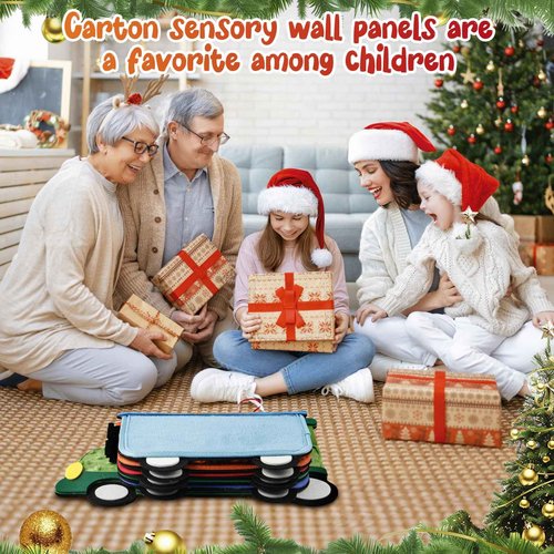 Loninak Sensory Wall Panel, Sequin Busy Board for Sensory Room and Daycare, Montessori Toys and Activity, Autism Mats and Squares for Toddlers and Kids, Steam Train