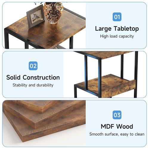 Mexin Printer Stand-Small 3 Tier Printer Table with Wheels, Industrial Rolling Printer Cart with Storage Shelf for Scanner Fax Home Office Use,17.5 x 11.8 Inches, Rustic Brown