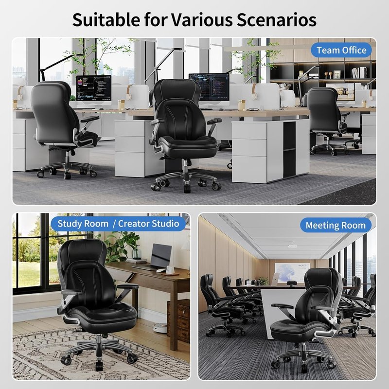 CoziCradle Big and Tall Office Chair, 600lbs Heavy Duty Desk Chair with 5D Arms, Adjustable Lumbar Support & Height, Tilt Function, PU Leather High Back Ergonomic Executive Computer Chair