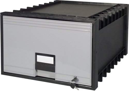 Storex 24-Inch Archive Locking Storage Box for Legal Size Files, Black/Grey (61155U01C)