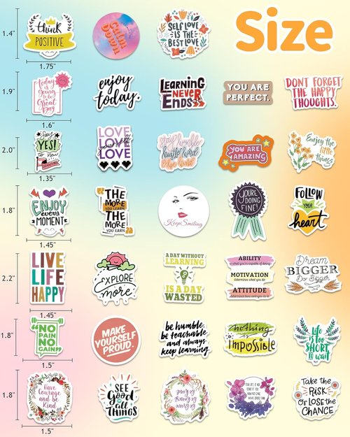Skiennix 300 PCS Inspirational Stickers - Motivational Vinyl Stickers for Scrapbooking & Vision Boards | Perfect for Adults, Teens & Students