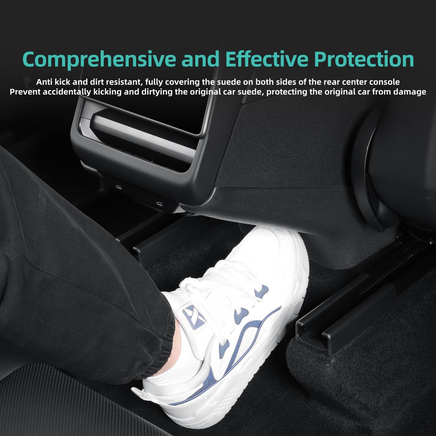 PUOENI 2025 2026 Model Y Juniper Center Console Side Anti-Kick Mats 5PCS TPE Scratch Resistant Protector of Center Console Sides for Model Y Refresh Juniper (Premium/Performance)-NO for (Standard)