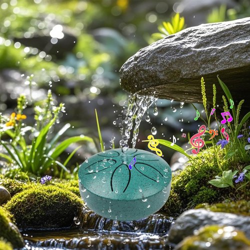 Rain Drum for Outside Garden, 3 Inches 6 Notes Mini Steel Tongue Chakra Chime Waterproof, Educational Musical Toy Instrument (Green)