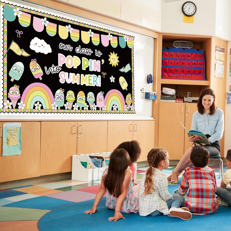 Summer Bulletin Board Decorations Set Ice Popsicle Classroom Decor Summer Ice Cream Paper Cutouts May June Library Classroom Bulletin Board Decorations Home Office Wall Door Decor Teacher Supply