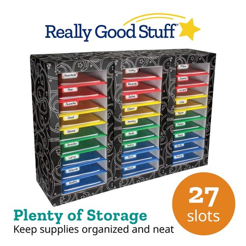 Really Good Stuff Classroom Mail Center - 27 Slots, Black - Office Mailboxes, Mail Sorter, Classroom Organization, Mailbox Organizer for Students and Teachers