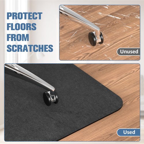 Placoot Desk Chair Mat for Hardwood Floor Corduroy Surface 55"x35" Office Chair Mat for Rolling Chairs,Large Anti-Slip Backing Under Desk Low-Pile Office Rug Floor Mat for Office/Home