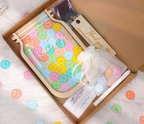 9" DIY Name 45 Tokens Smiley Face Magnetic Reward Jar Gifts for Classroom Teacher Kids Potty Training Chore Chart Toddler Good Behavior Management Tools Back to School RWJ-03-SMILEY-M