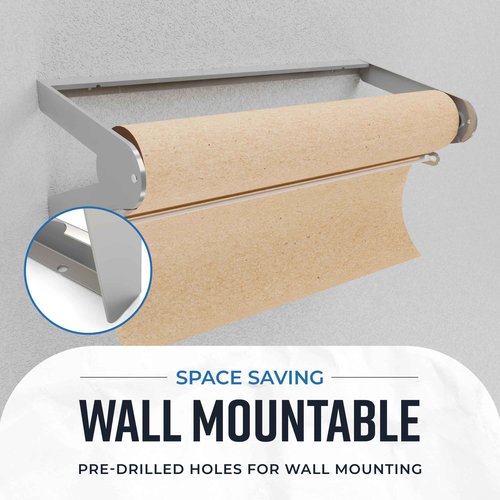 Bryco Goods 24 Inch Paper Roll Dispenser and Cutter, Wall Mountable & Non-Slip Tabletop, Heavy-Duty Steel Frame – Kraft, Butcher, Freezer, Wrapping Paper Holder – for Home, Office, Craft Projects