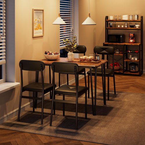 GarveeHome Dining Table Set of 4, Small Kitchen Table with Chairs for 4 with Upholstered Chairs, 5 Piece Dining Table Set, Compact Kitchen Table Set for Small Space