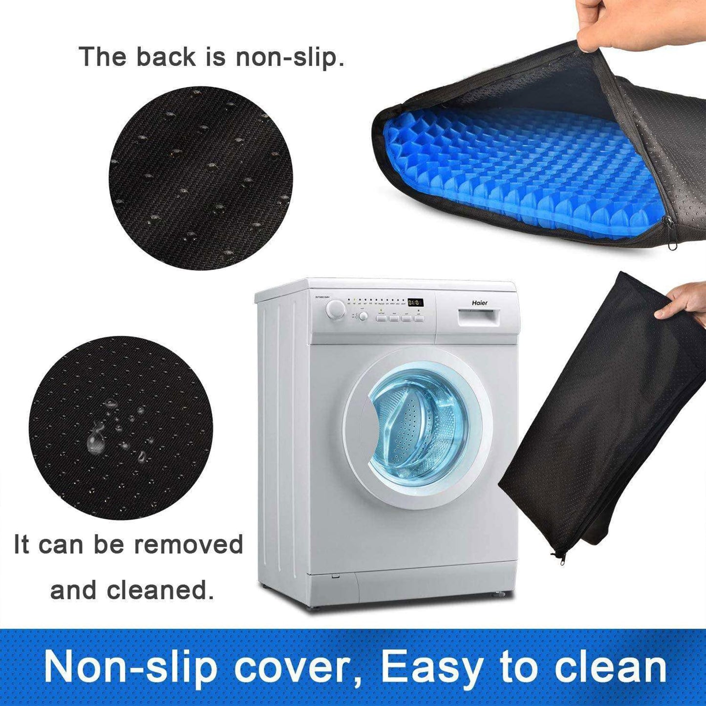 Pampkin TPE Gel Seat Cushion – Ergonomic Pain Relief for Sciatica, Tailbone, Hip & Lower Back Pain – Breathable, Washable Cover – Ideal for Office, Car, Wheelchair, Stadium & Long Sitting Relief