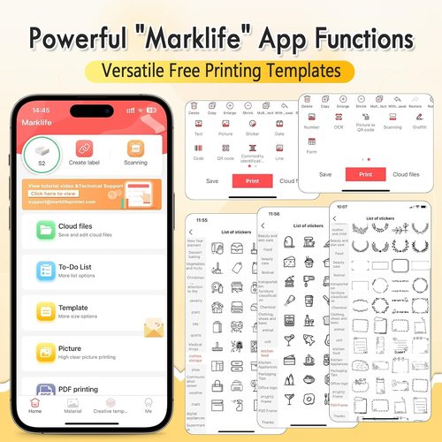 HuiJuKeJi Label Maker - Portable Bluetooth Mini Printer with Inkless Thermal Technology | 50x30mm Tape