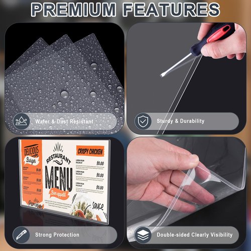 5Pcs 11" x 17" Rigid Print Protectors Hard Plastic Sleeves for Prints, Menu Cover, Heavy Duty Sheet Poster Protectors Clear Plastic Sleeves for Paper Photos Documents Magazines, Horizontal