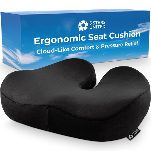 5 STARS UNITED Half Moon Bolster Semi-Roll Pillow and Seat Cushion for Office Chair, Bundle
