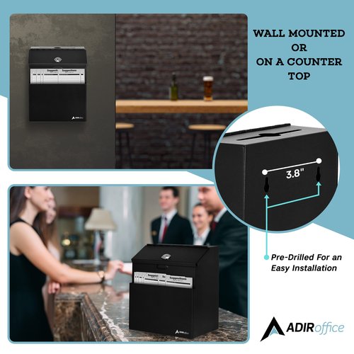 Adir Corp. Steel Suggestion/Key Drop Box (Black)