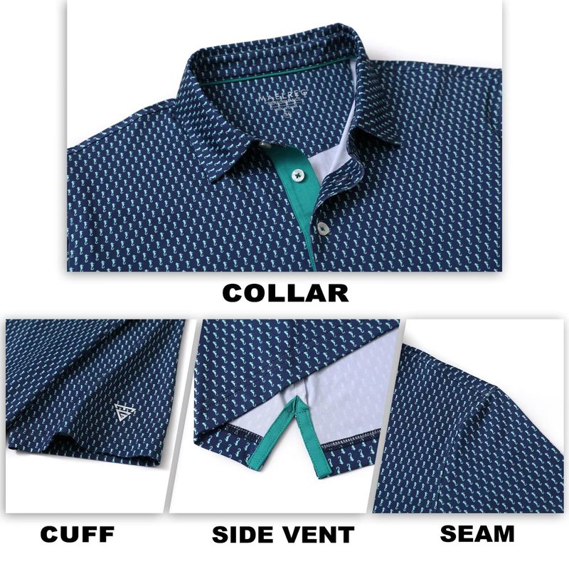 M MAELREG Golf Shirts for Men Dry Fit Print Patterns Performance Moisture Wicking Mens Polo Shirts Short Sleeve