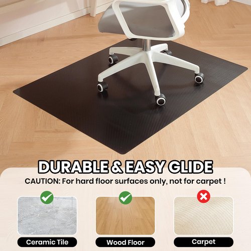 Gaming Chair Mat for Hardwood Floor, 36 x 48 Inch Computer Desk Chair Mat, Black Plastic Floor Protectors for Chairs, Heavy Duty Wood Tile Floor Mats for Home & Office