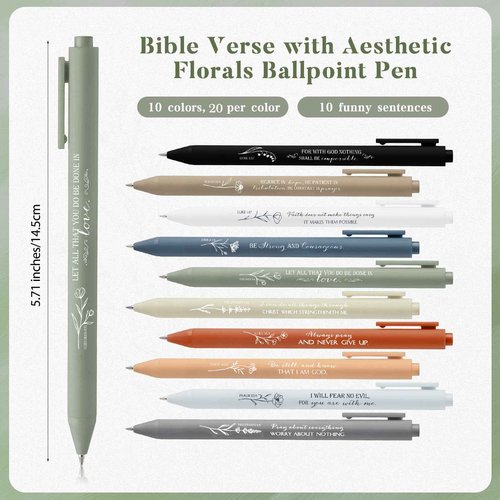 Sayglossy 200 Pcs 50 Pcs Scripture Ballpoint Pens Christian Gifts Bulk Party Favors for Church Office Sunday School Bible Study Supplies Women Men Birthday Christmas Religious Inspirational Gifts