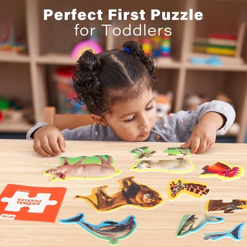 BenBen Animal Puzzles for Toddlers 2-4 | 12 Color-Coded Jigsaw Puzzles | 48 Educational Pieces