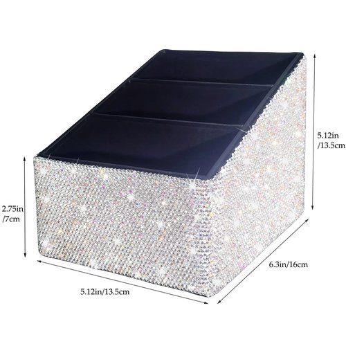 Bling Remote Control Holder with 3 Compartments, Rhinestone Storage Rack for Media Player, Heater Controllers Cosmetics Office, Decorative Desk Organizer Caddy,Diamond Nightstand Organizer for Women