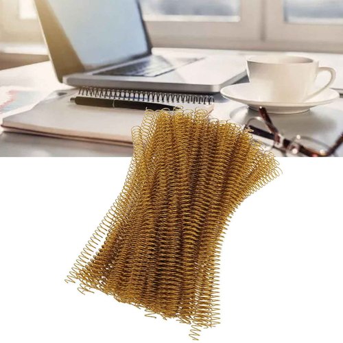 100PCS Spiral Binding Coils 48 Loops 4:1 Pitch Double Wire Binding Spines 1150 Sheets Capacity 14.3mm Diameter A4 Office Paper Book Binding (Gold)