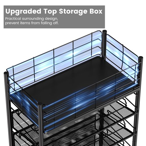 Shrivee Rolling File Cart with Wheels, 6 Tier Metal Rolling File Organizer Cart Beside Desk,Mobile Book Carts with Wheels for Office Home School Teacher Classroom Paper Letter Organization,Black